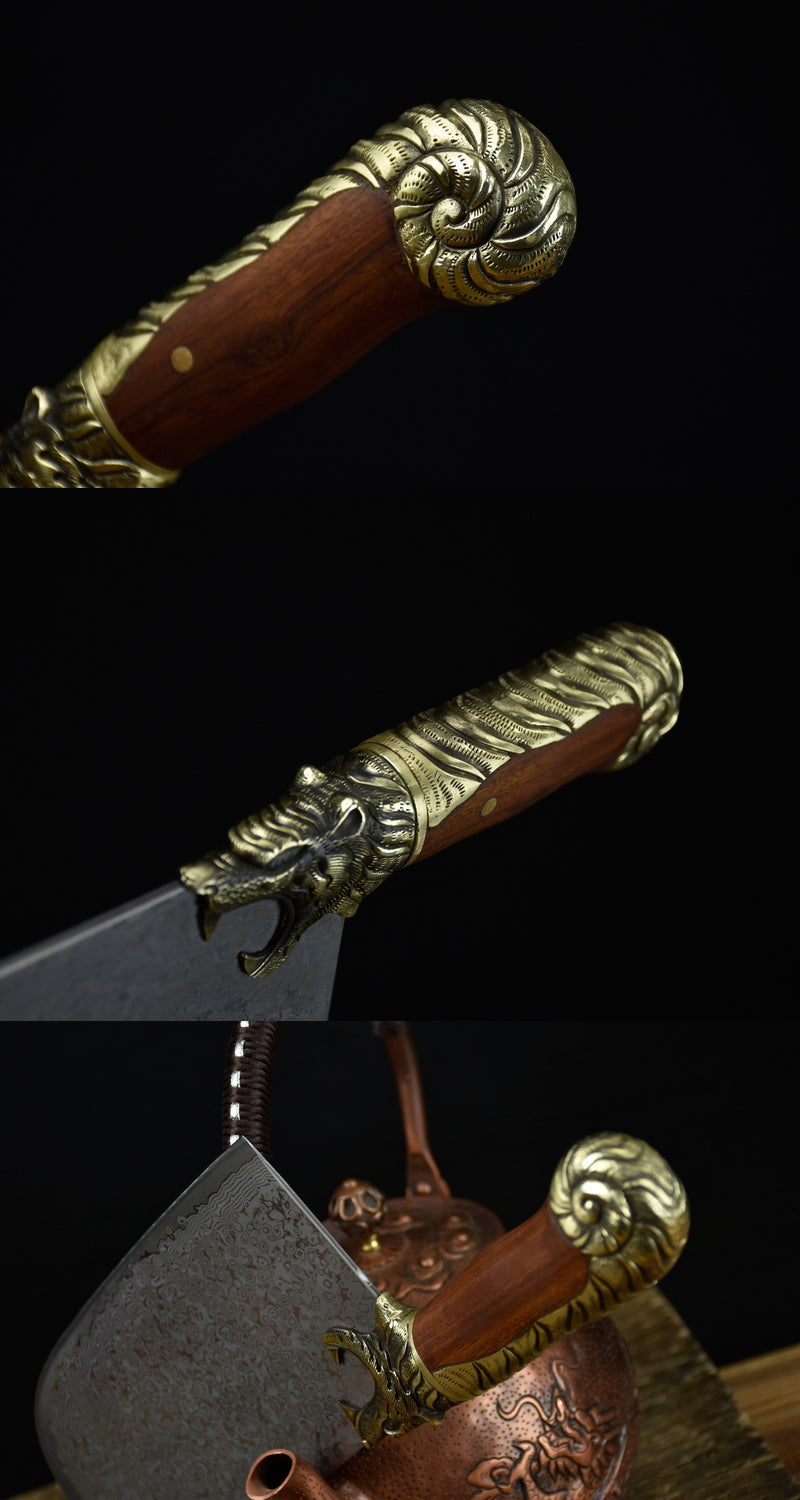 Chinese Cleaver Crouching Tiger Chef Kitchen Knives Home Cooking Slicing Tools(Damascus steel)