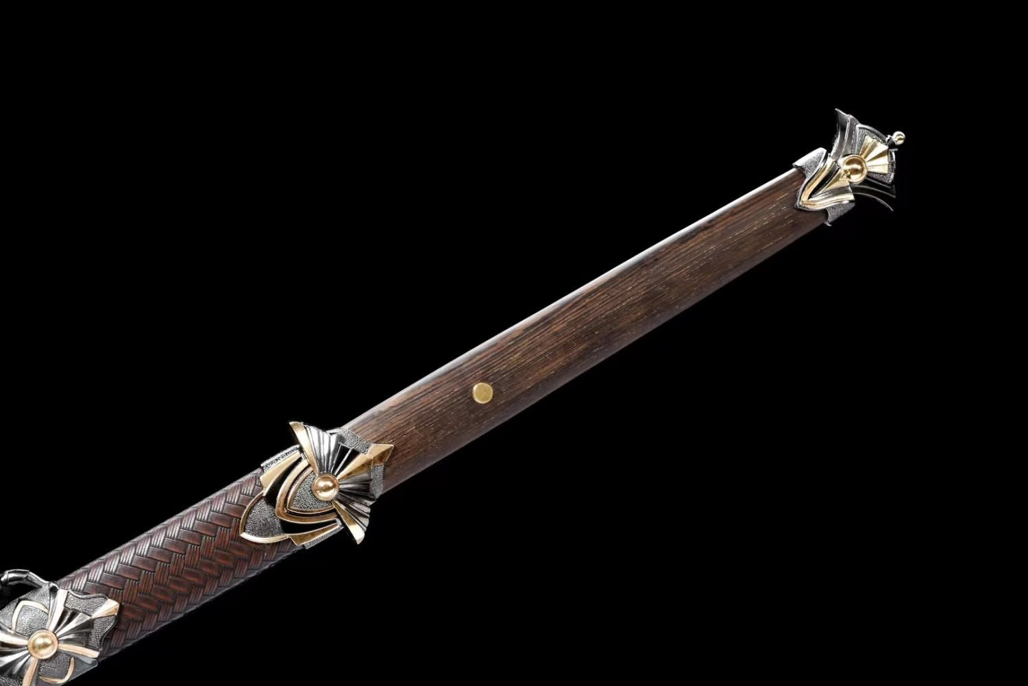 High Carbon Steel Chinese Tang Sword, Handcrafted Traditional Blade, Faux Leather-Wrapped Scabbard
