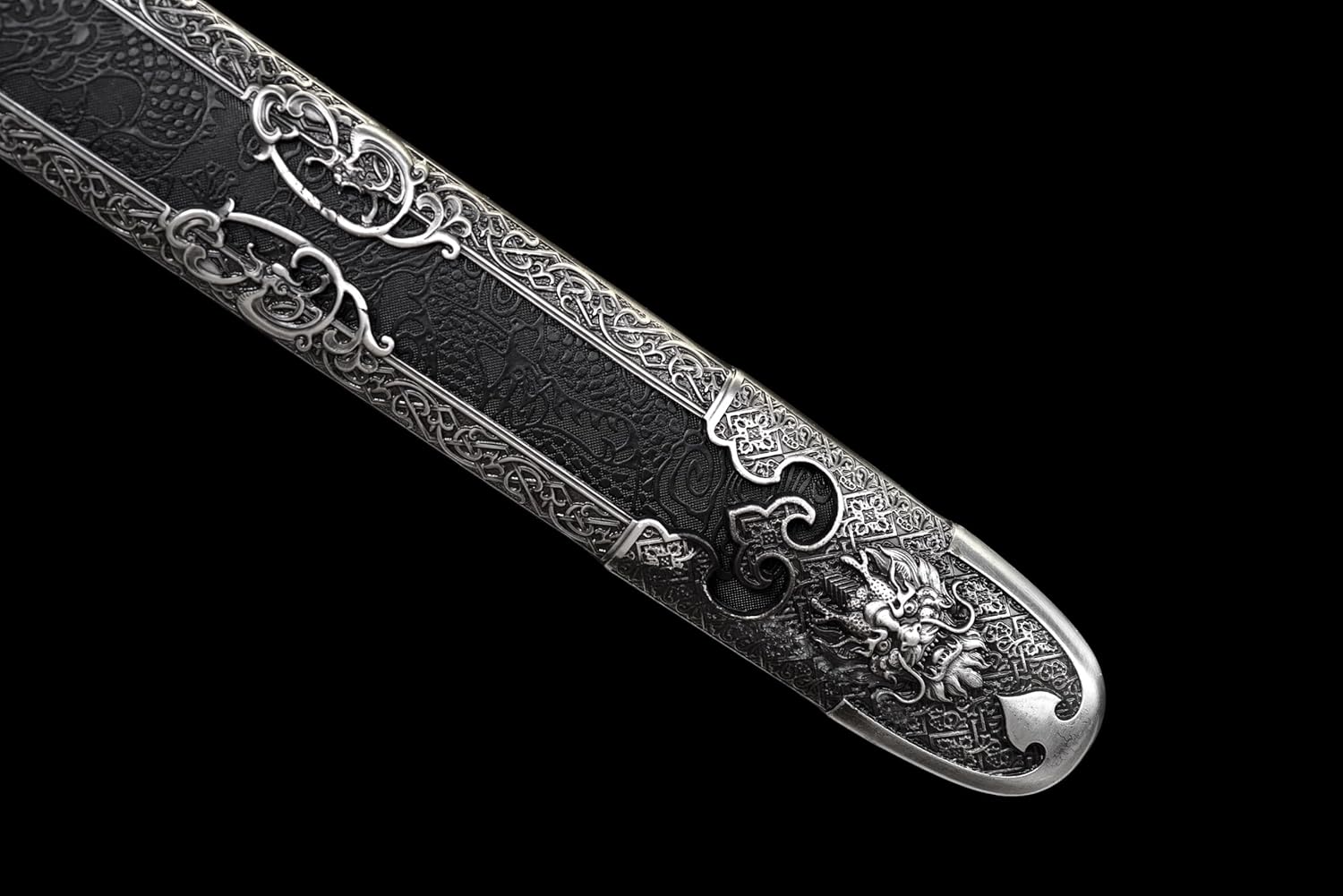 Hand Forged  Han Dynasty Sword - Folded Damascus Steel Blade with Zinc Alloy Fittings（Damascus Steel）