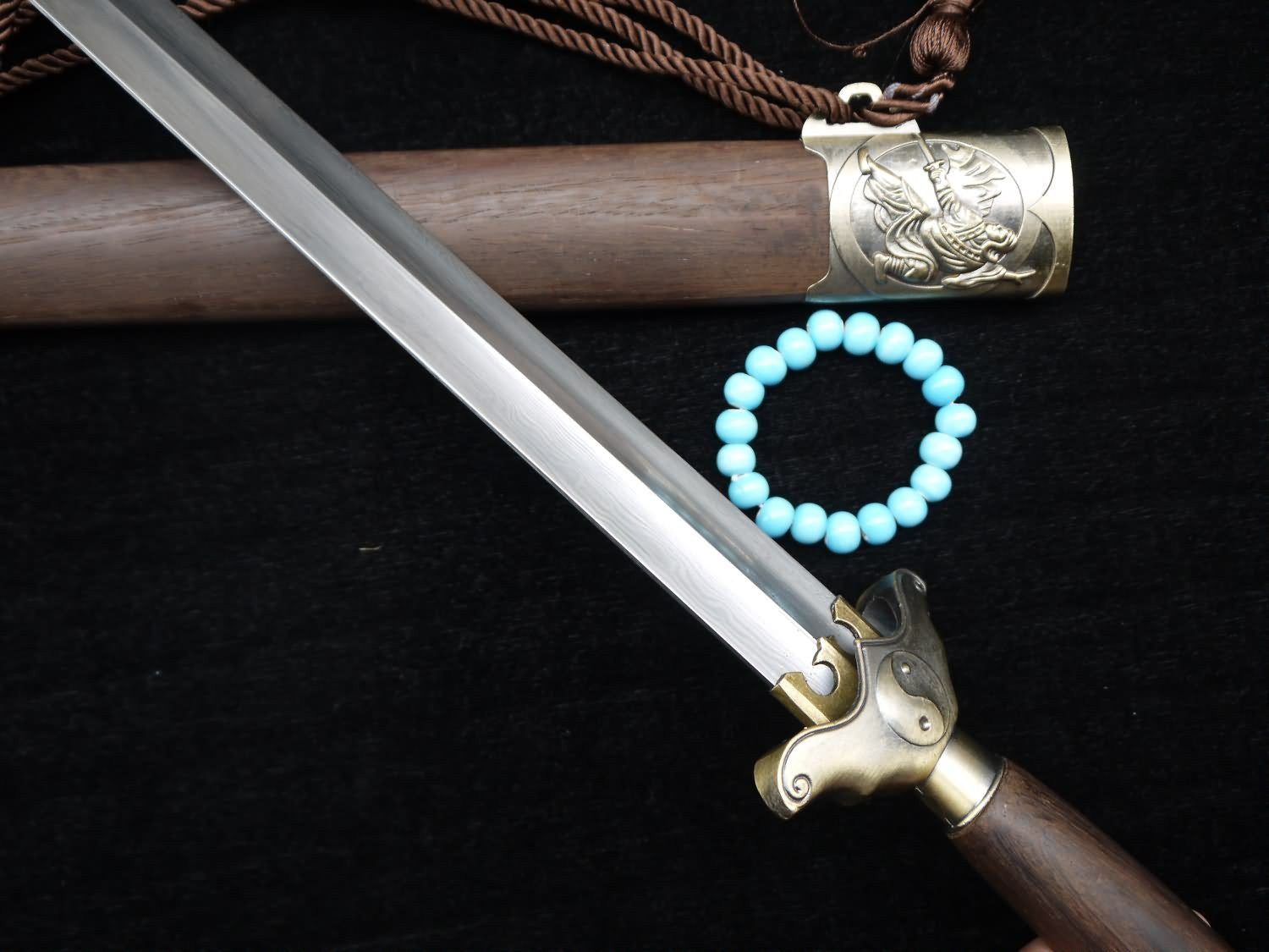 Tai chi Sword/Damascus steel blade/Rosewood scabbard/Alloy fittings - Chinese sword shop
