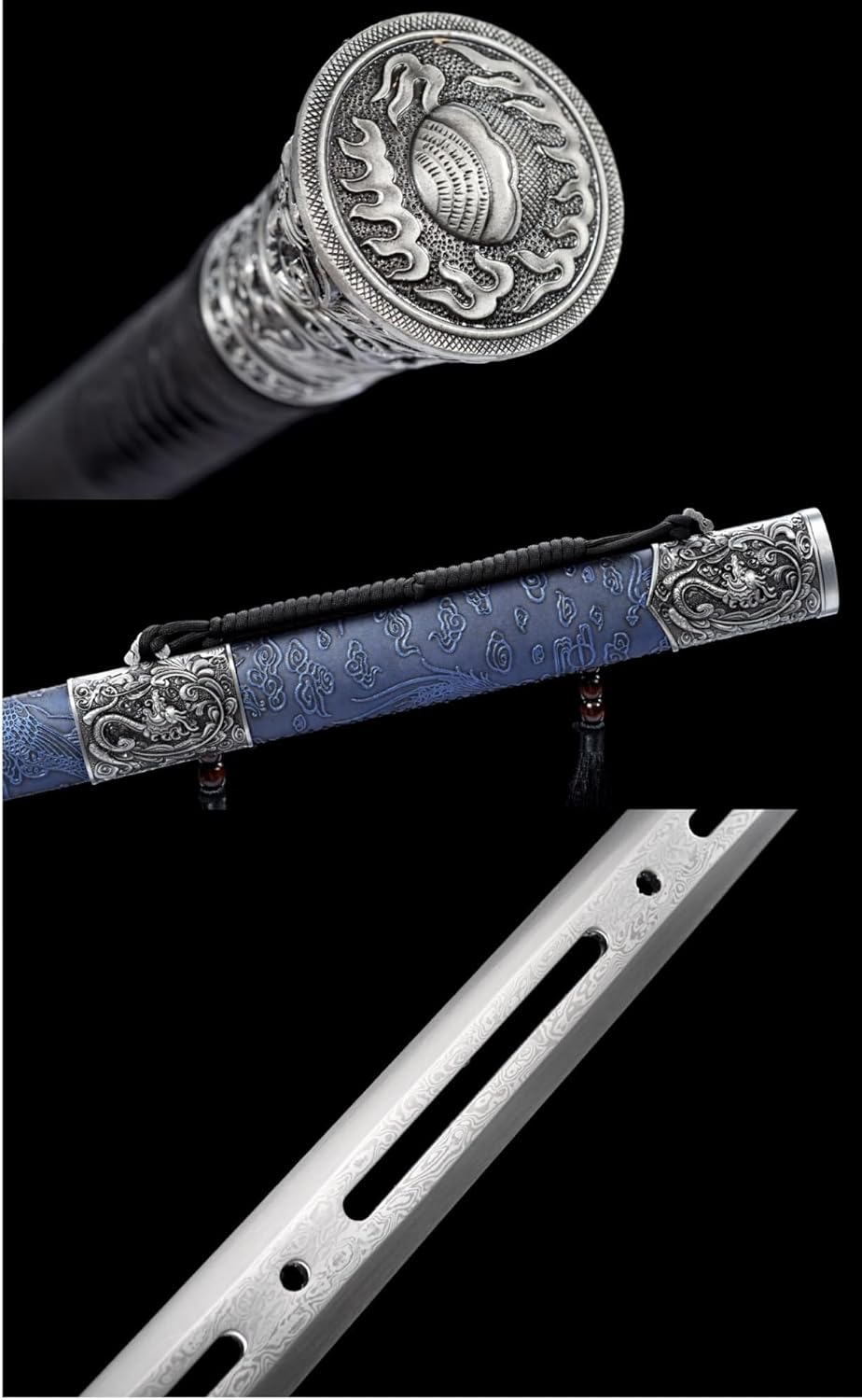 Hand Forged Hollow Damascus Steel Jian – Chinese Sword（Damascus Steel）