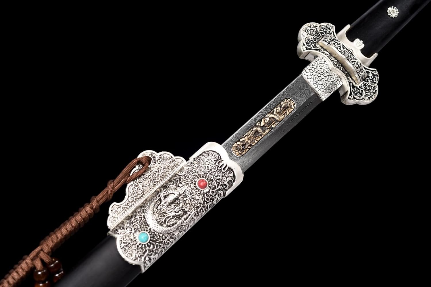 Hand Forged Tang Dao Sword - Damascus Steel with Tang Dynasty Design