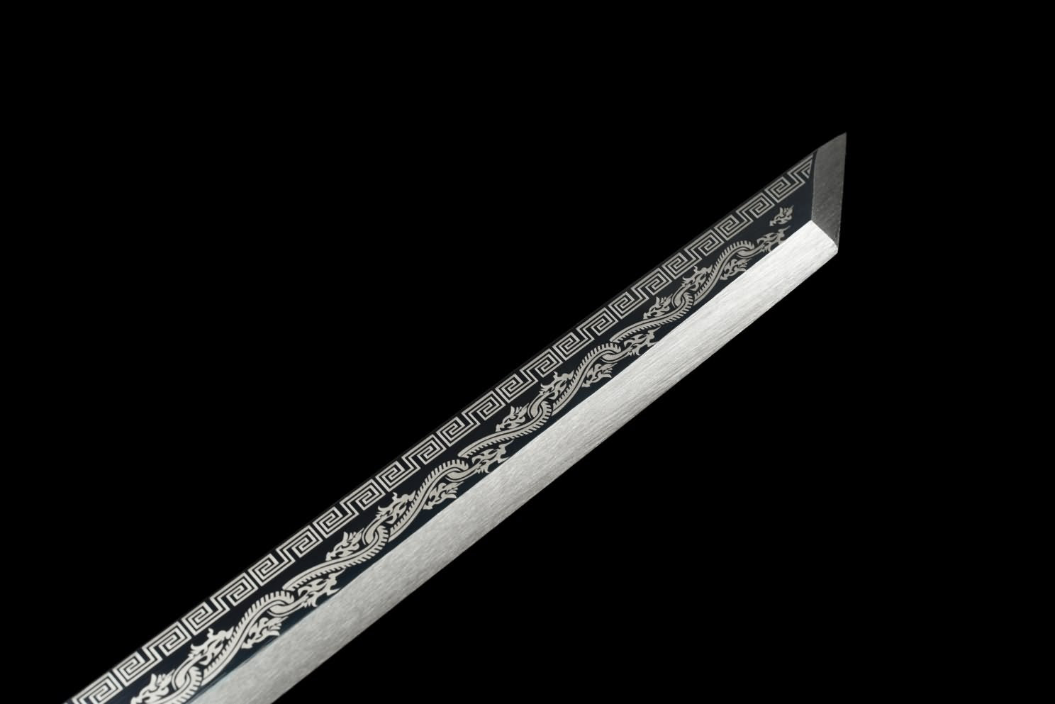 LOONGSWORD Dragon Tang dao Sword,Hand Forged High Carbon Steel Etched Blade,Alloy Fittings