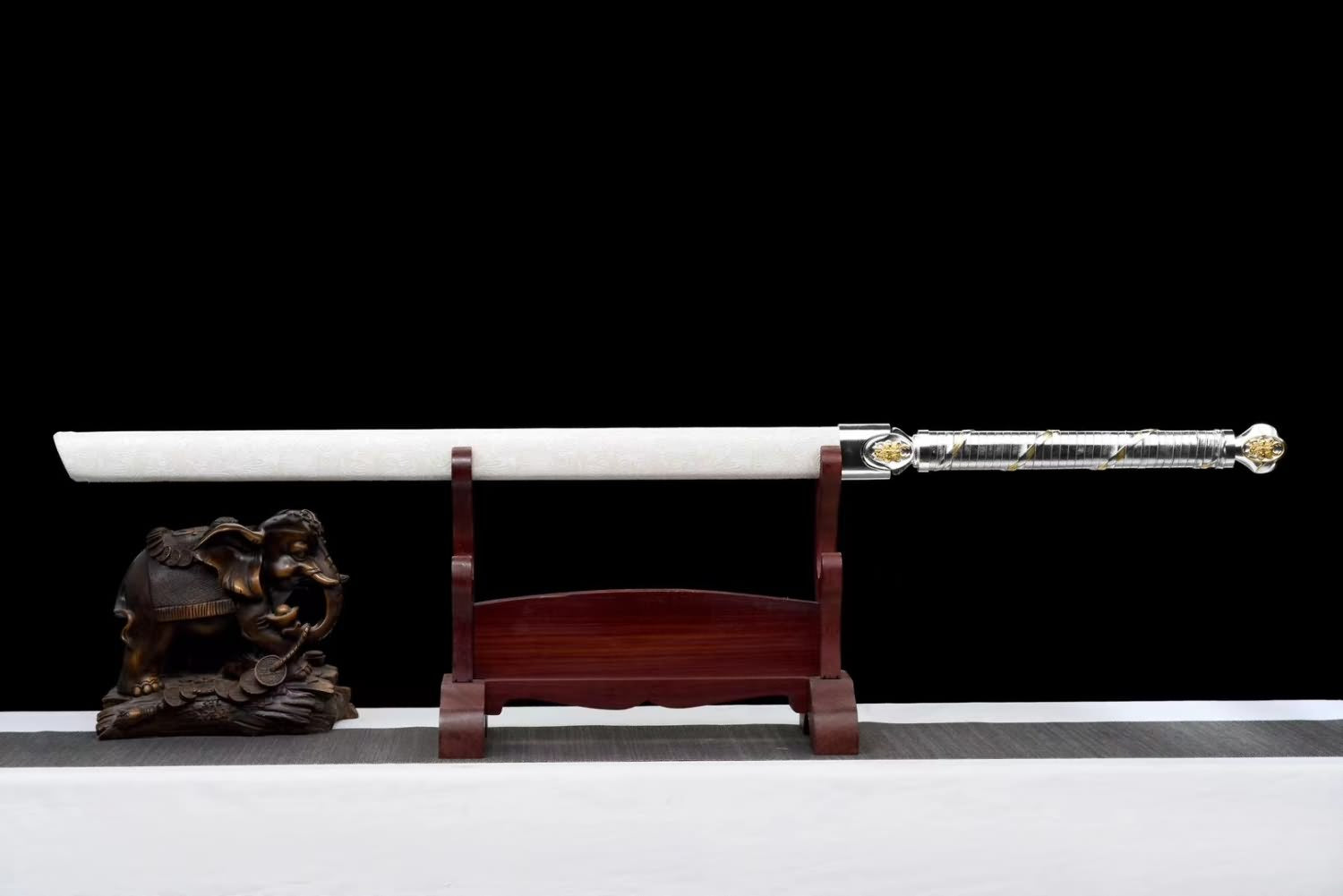 Tang Dynasty Sword | Forged High Carbon Steel Blade | Alloy Fittings | Faux Leather Wrapped Scabbard