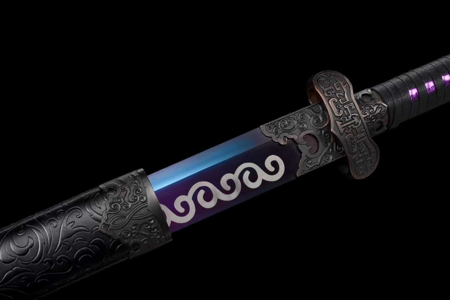 High Carbon Steel Chinese Black Gold Antique Knife Sword - Solid Wood Sheath,Alloy Fittings