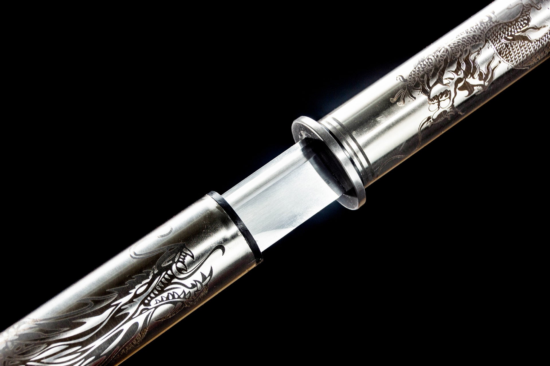 Hand Forged Chinese simple installation Silver Dragon Blade(1060 Carbon Steel)