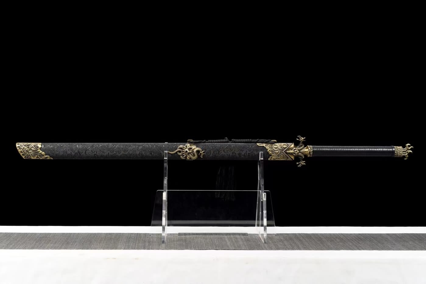 Dragon dao Sword Real,High Carbon Steel Black Blade,Alloy Fittings,LOONGSWORD