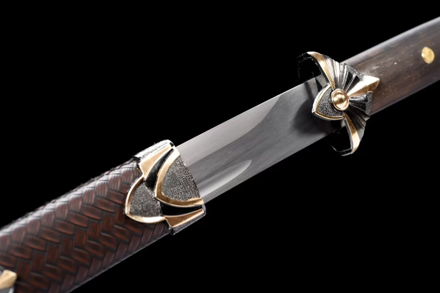 High Carbon Steel Chinese Tang Sword, Handcrafted Traditional Blade, Faux Leather-Wrapped Scabbard