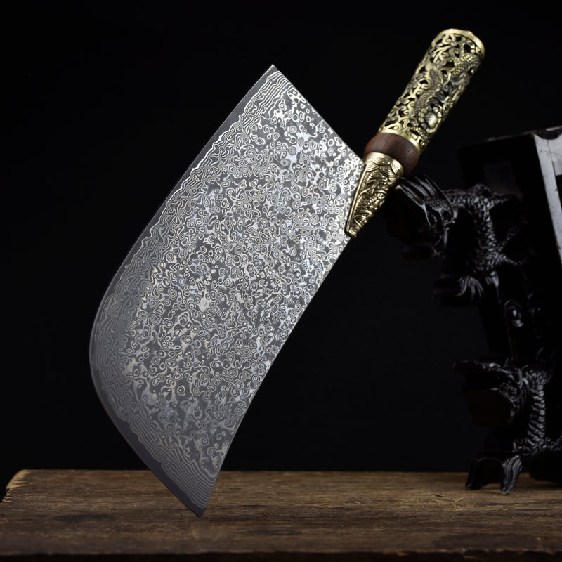 Chinese Cleaver Crouching Tiger Chef Kitchen Knives Home Cooking Slicing Tools(Damascus steel)