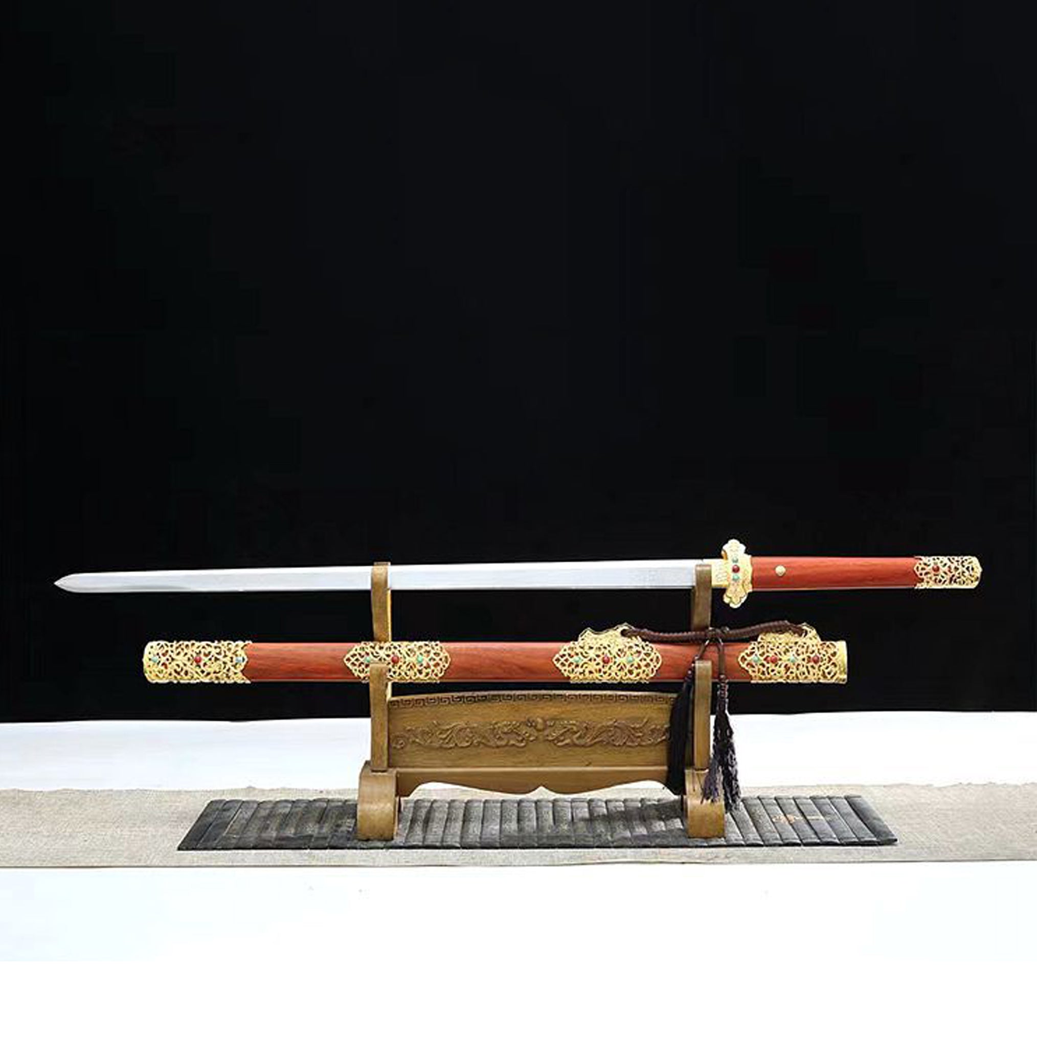 Hand Forged Sleeping Dragon's Wake Tang Heng sword(Damascus steel)