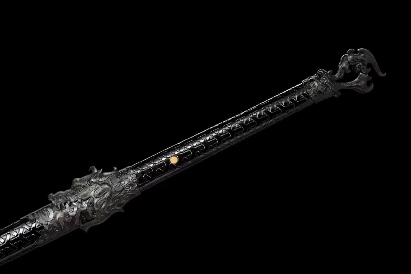 LOONGSWORD,chinese sword,Loong Tang dao high Carbon Steel,Alloy Fittings,Black Scabbard