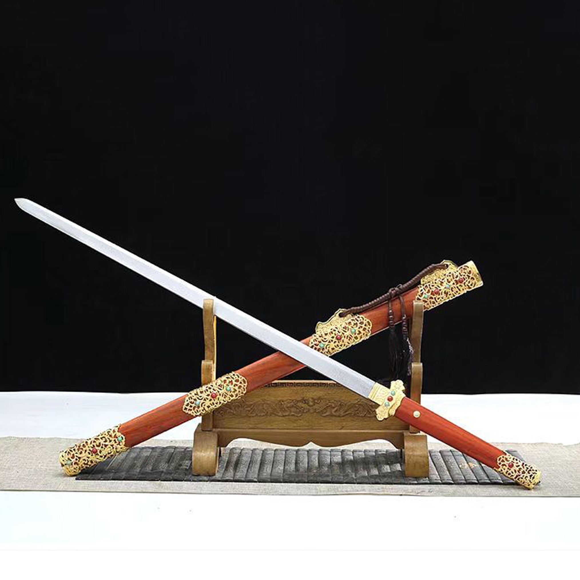 Hand Forged Sleeping Dragon's Wake Tang Heng sword(Damascus steel)