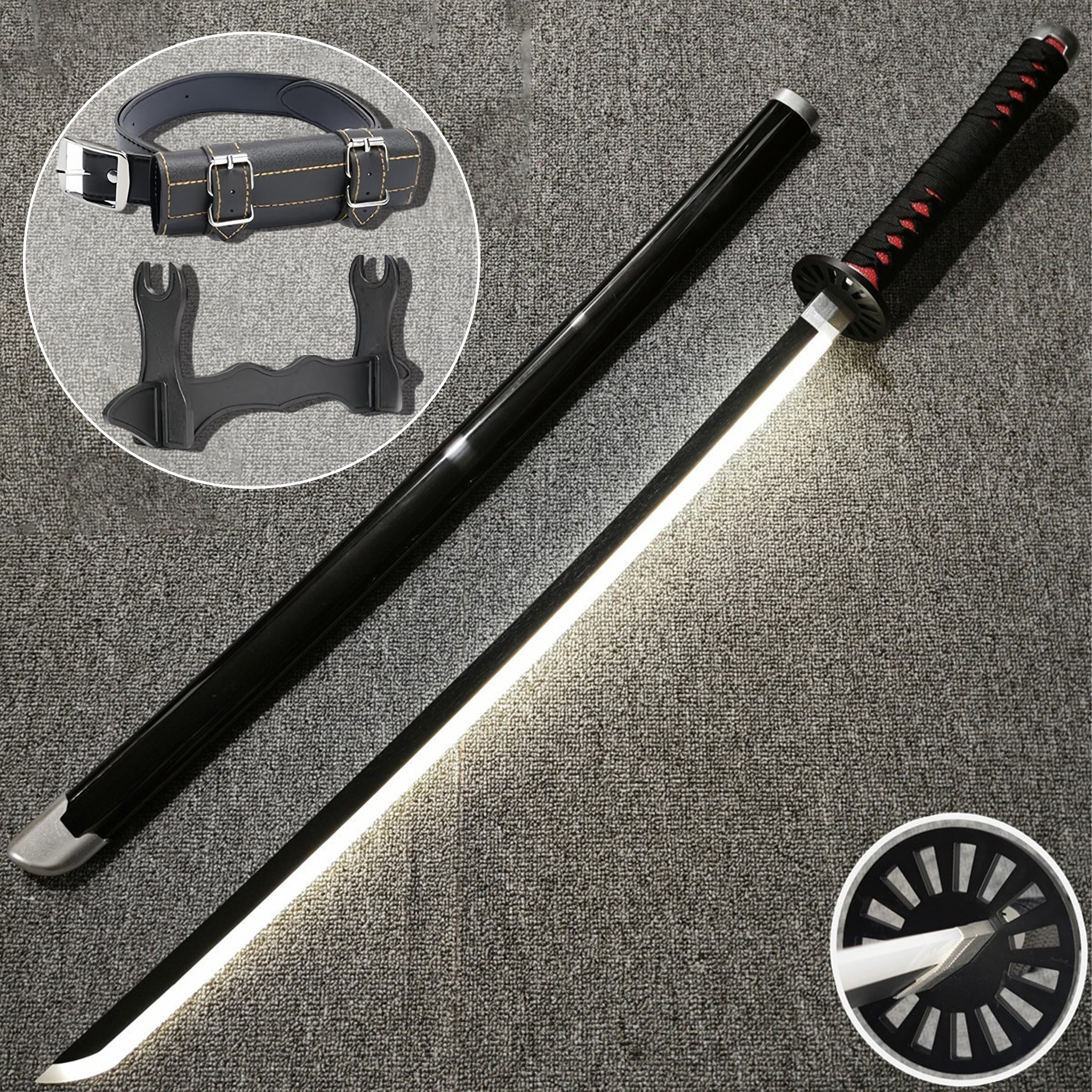 Demon Slayer Cosplay Katana Laser Toys Glowing Sword Rengoku Kyoujurou Nichirin Sword（Wood + Acrylic）