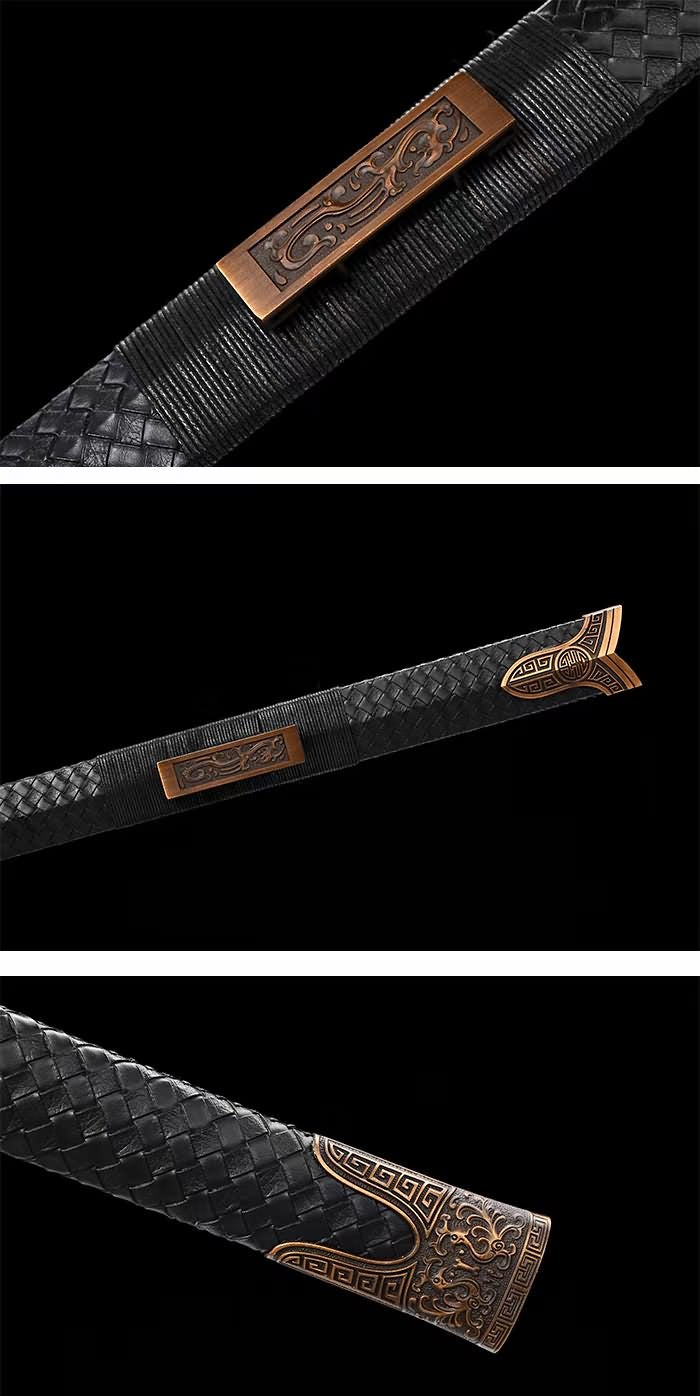 Longyuan jian Sword Forged High Carbon Steel Etched Blade,Alloy Fittings,Solid Wood Scabbard