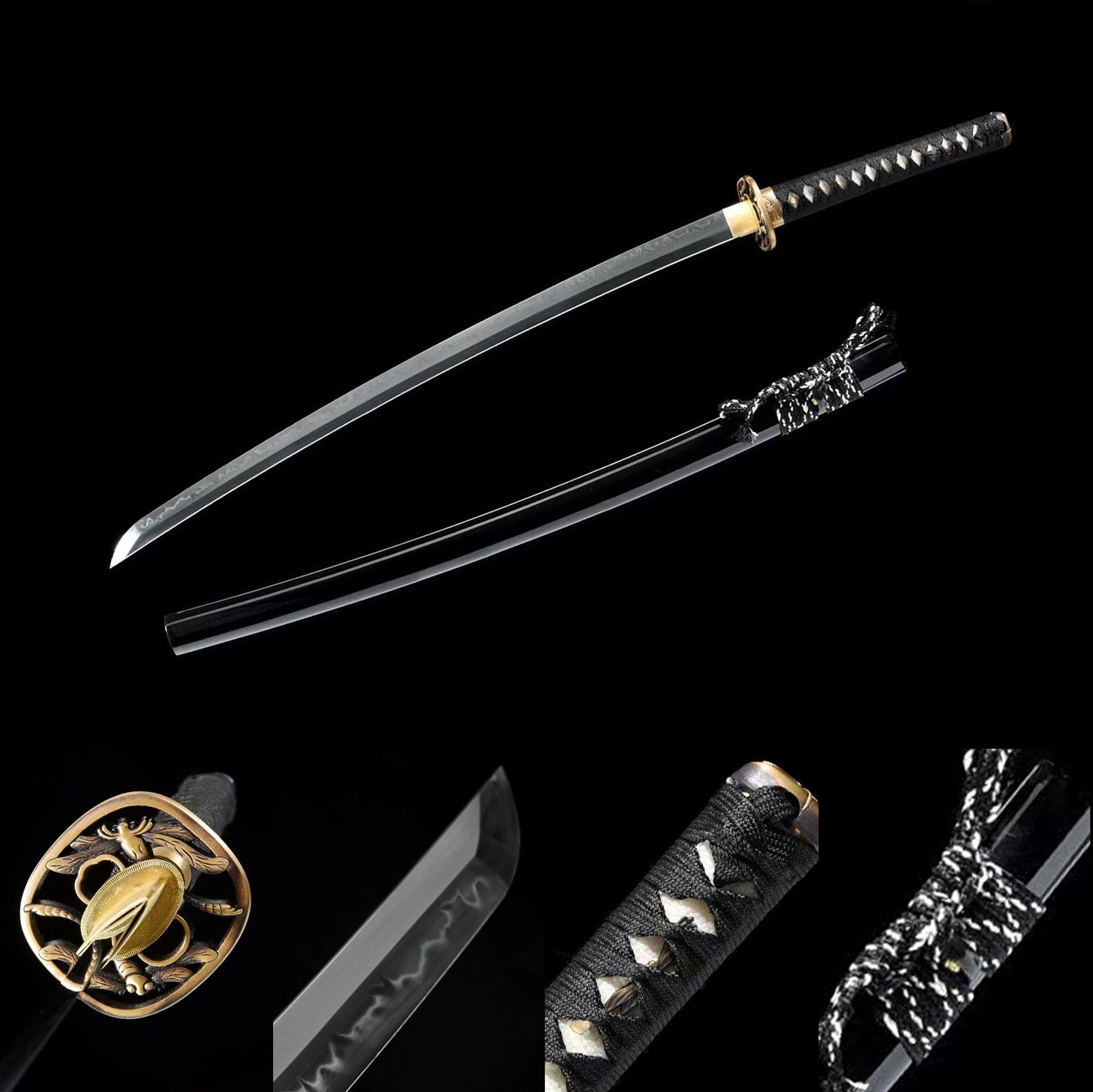 Hand Forged Japanese Katana Onyx Skimmer Blade(1095 Carbon Steel)