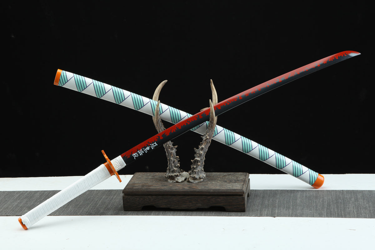 Forged Rengoku Look Hand Forged Demon Slayer Katana Rengoku Kyoujurou Nichirin Sword(1045 ...