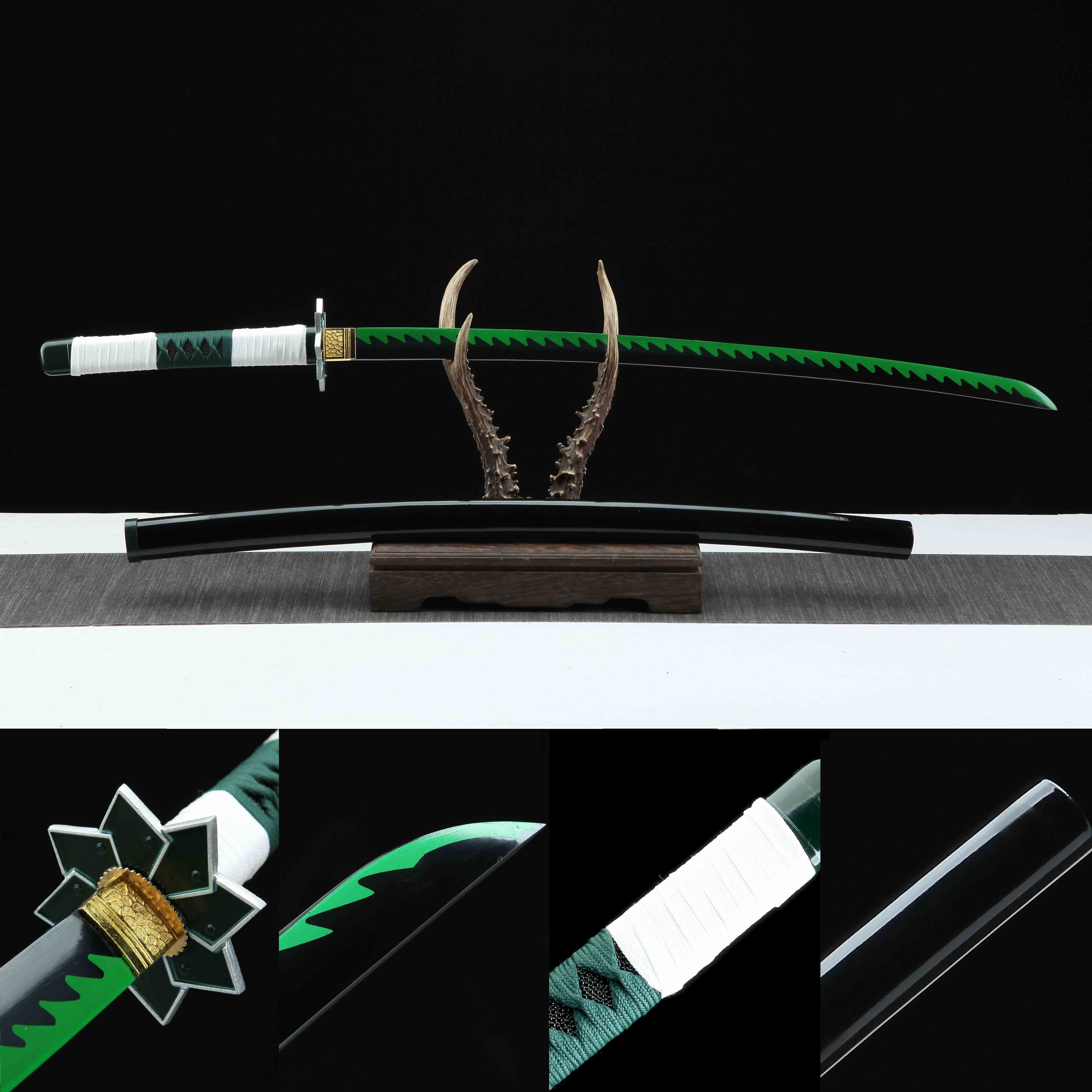 Hand Forged Demon Slayer Katana Shinazugawa Sanemi Nichirin Sword(1045 Carbon Steel)
