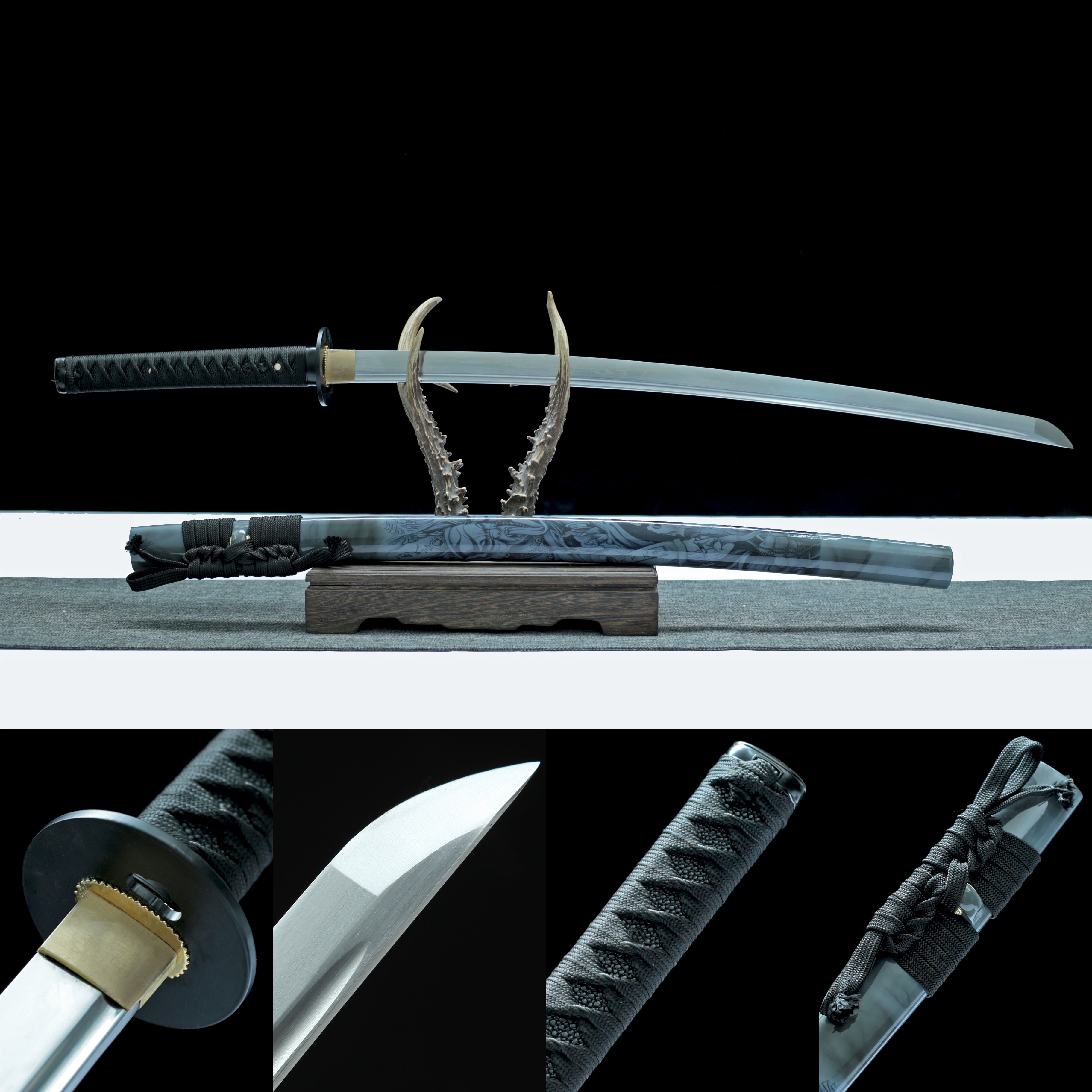 Hand Forged Japanese Katana Dual Reapers Blade(1095 Carbon Steel)