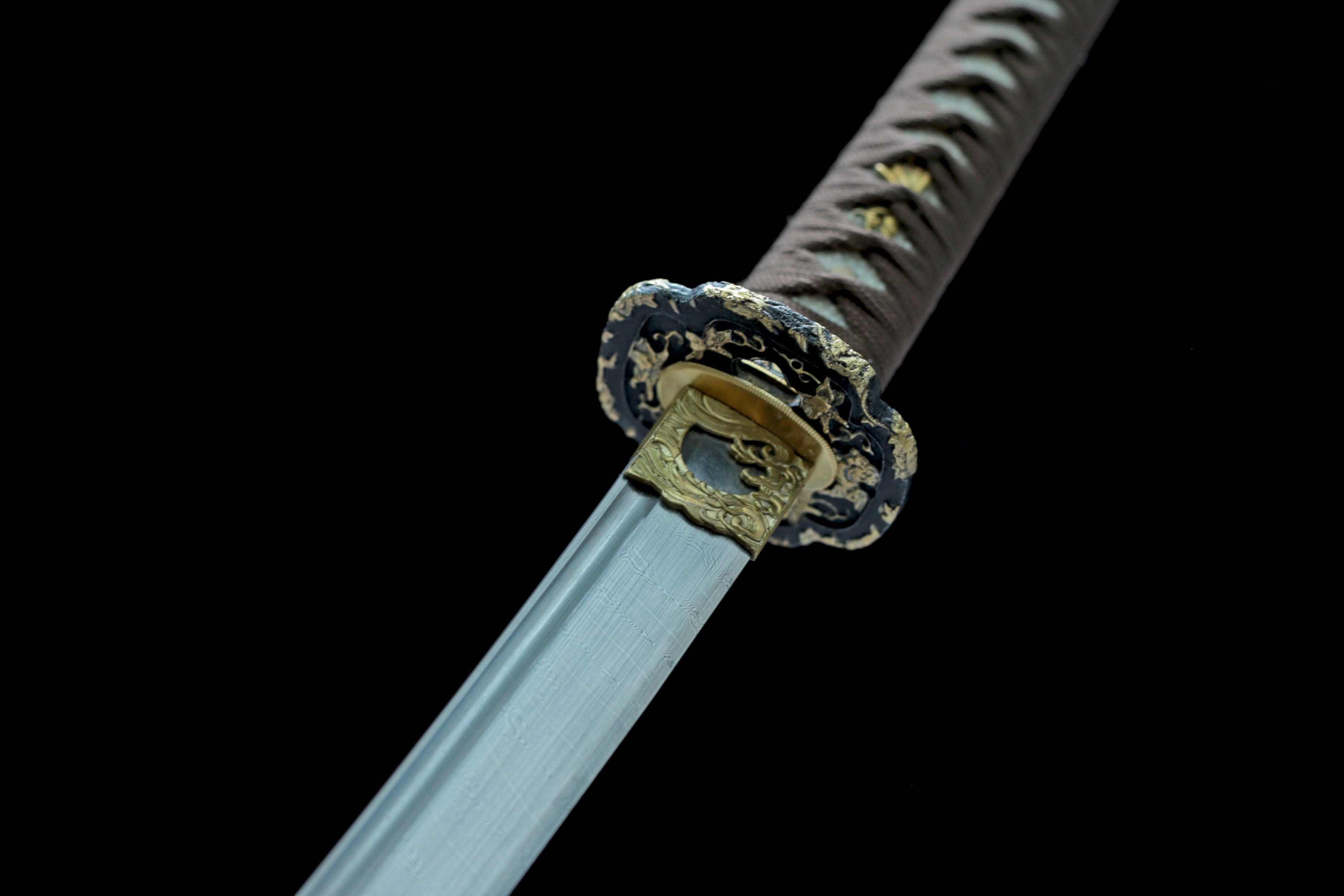 Hand Forged Japanese Katana Celestial Glyph Blade(Damascus Steel)