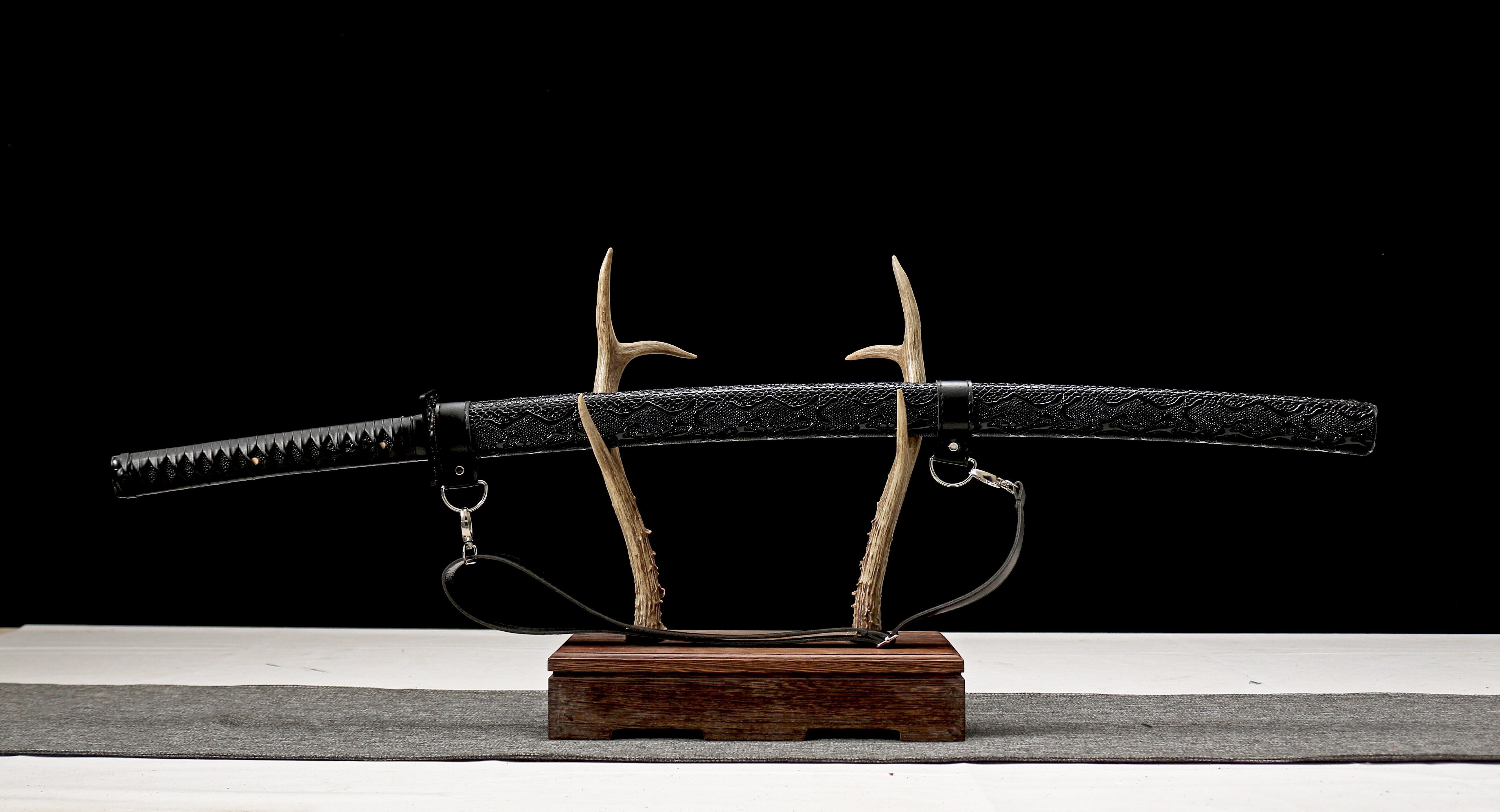 Hand Forged Japanese Katana Kurokage Black Phantom Blade(1045 Carbon Steel)