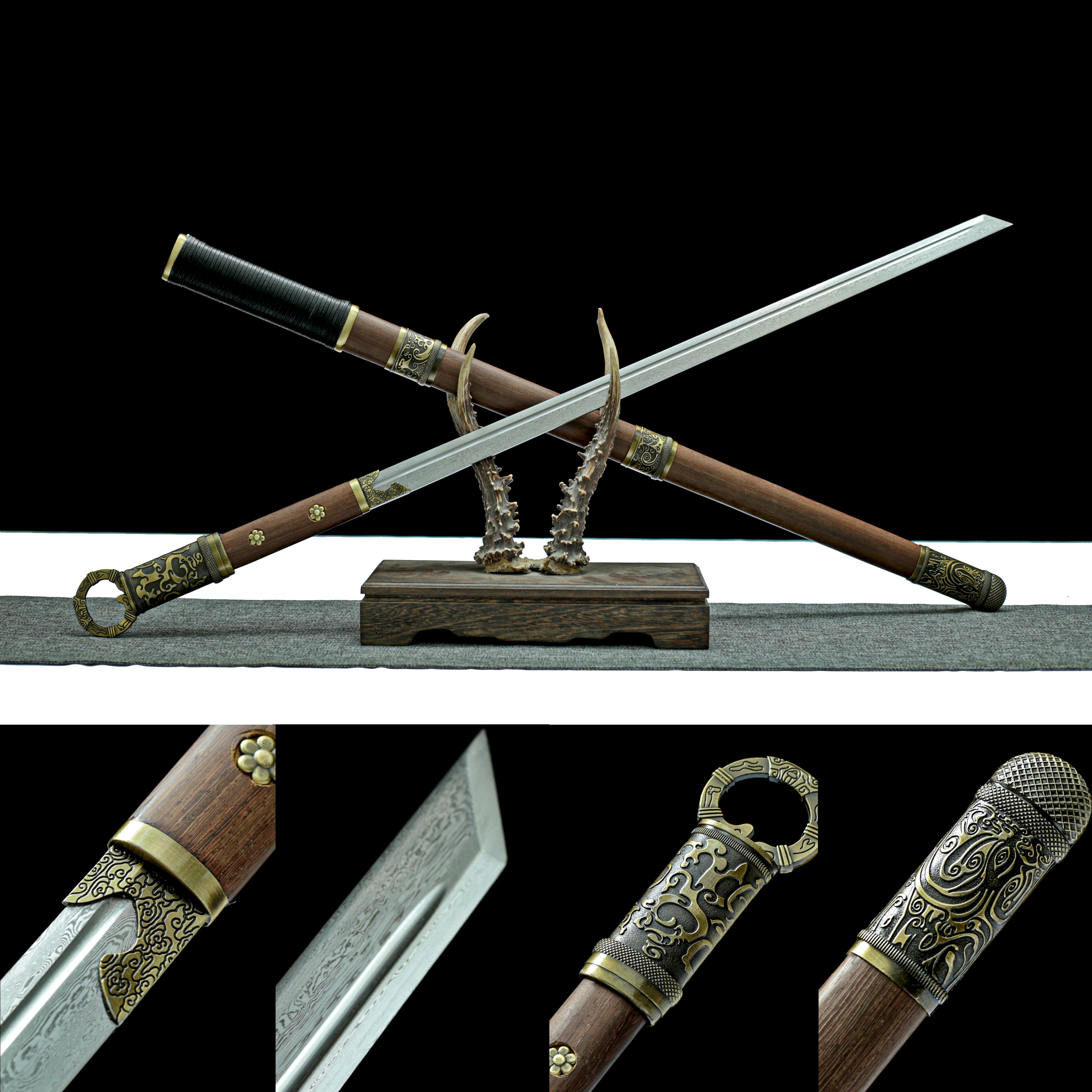 Hand Forged Buliangren Chinese Tang Heng sword(Damascus Steel)