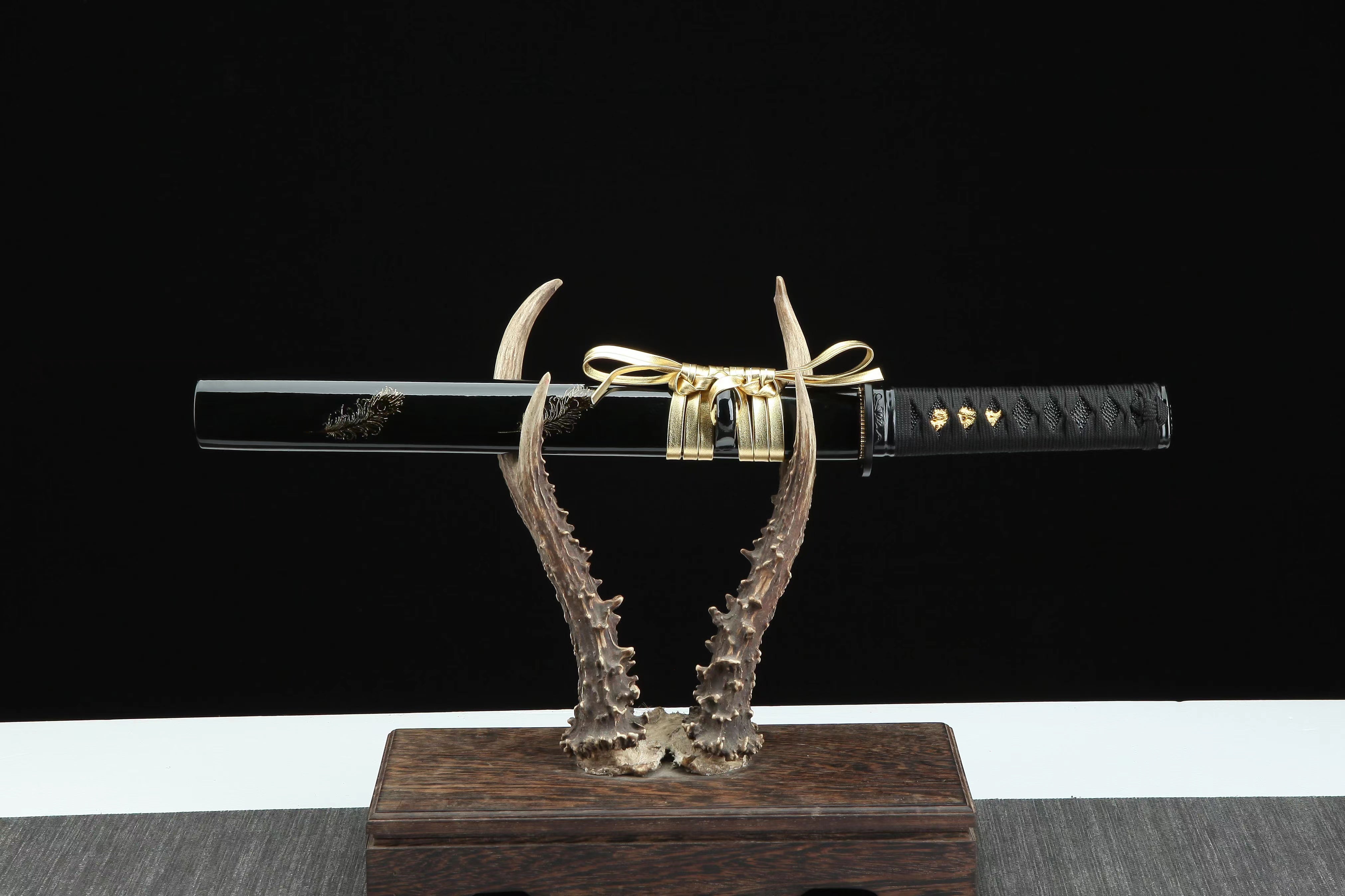 Hand Forged Japanese Tanto Tenku no Ha-Sky Feather Clay Tempering Blade(1095 Carbon Steel)