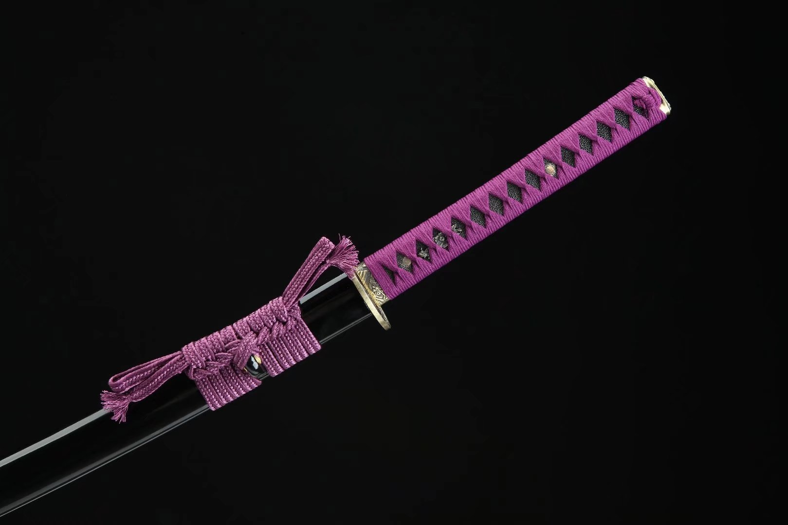 Hand Forged Japanese Katana Amethyst Veil Blade(Damascus Steel)