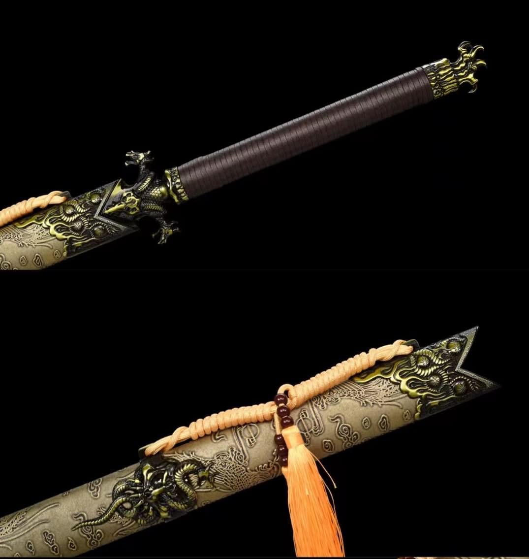 War Dragon Tang dao,Hand Forged High Carbon Steel Blade,Alloy Fittings,LOONGSWORD