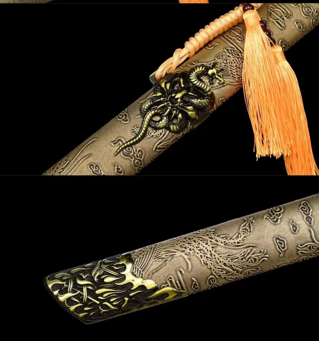 War Dragon Tang dao,Hand Forged High Carbon Steel Blade,Alloy Fittings,LOONGSWORD