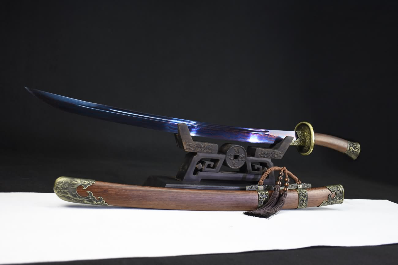 Qing dao sword,Damascus steel blue blade,Alloy fittings - Chinese sword shop