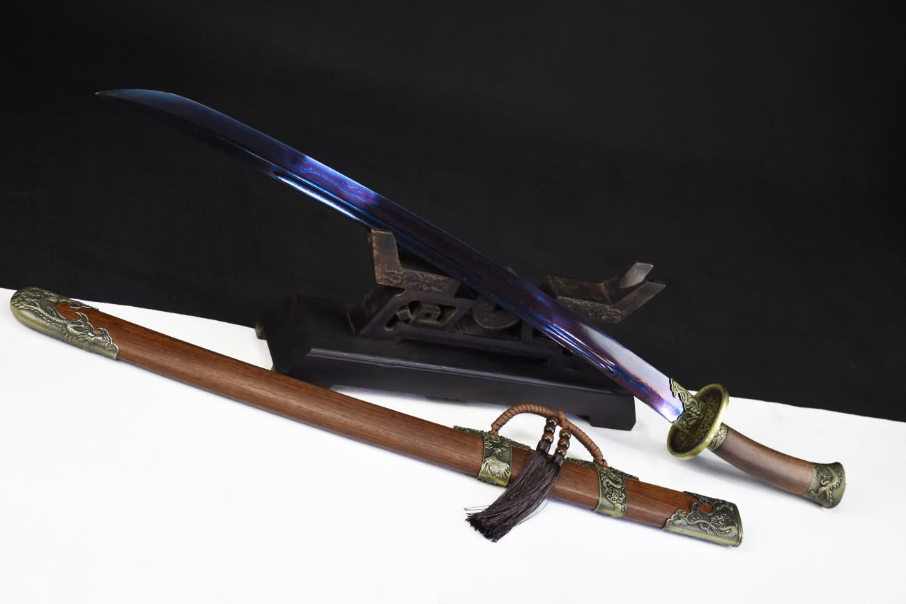 Qing dao sword,Damascus steel blue blade,Alloy fittings - Chinese sword shop