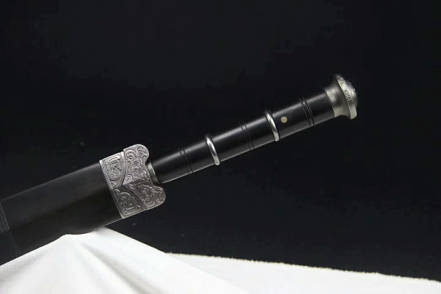 Han sword(Damascus steel blade,Ebony scabbard,Steel fittings)Length 35" - Chinese sword shop