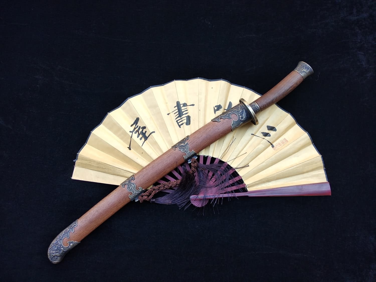 Qing dao sword,Damascus steel red blade,Rosewood scabbard,Alloy fittings - Chinese sword shop