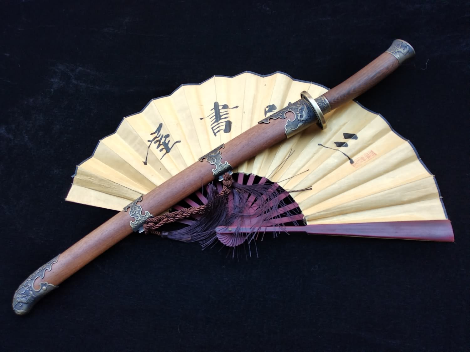 Qing dao sword,Damascus steel red blade,Rosewood scabbard,Alloy fittings - Chinese sword shop