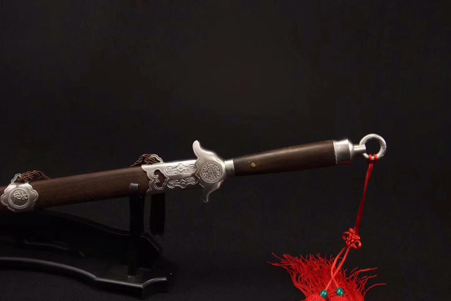 Training sword,Damascus steel blade,Rosewood scabbard,Steel fittings - Chinese sword shop