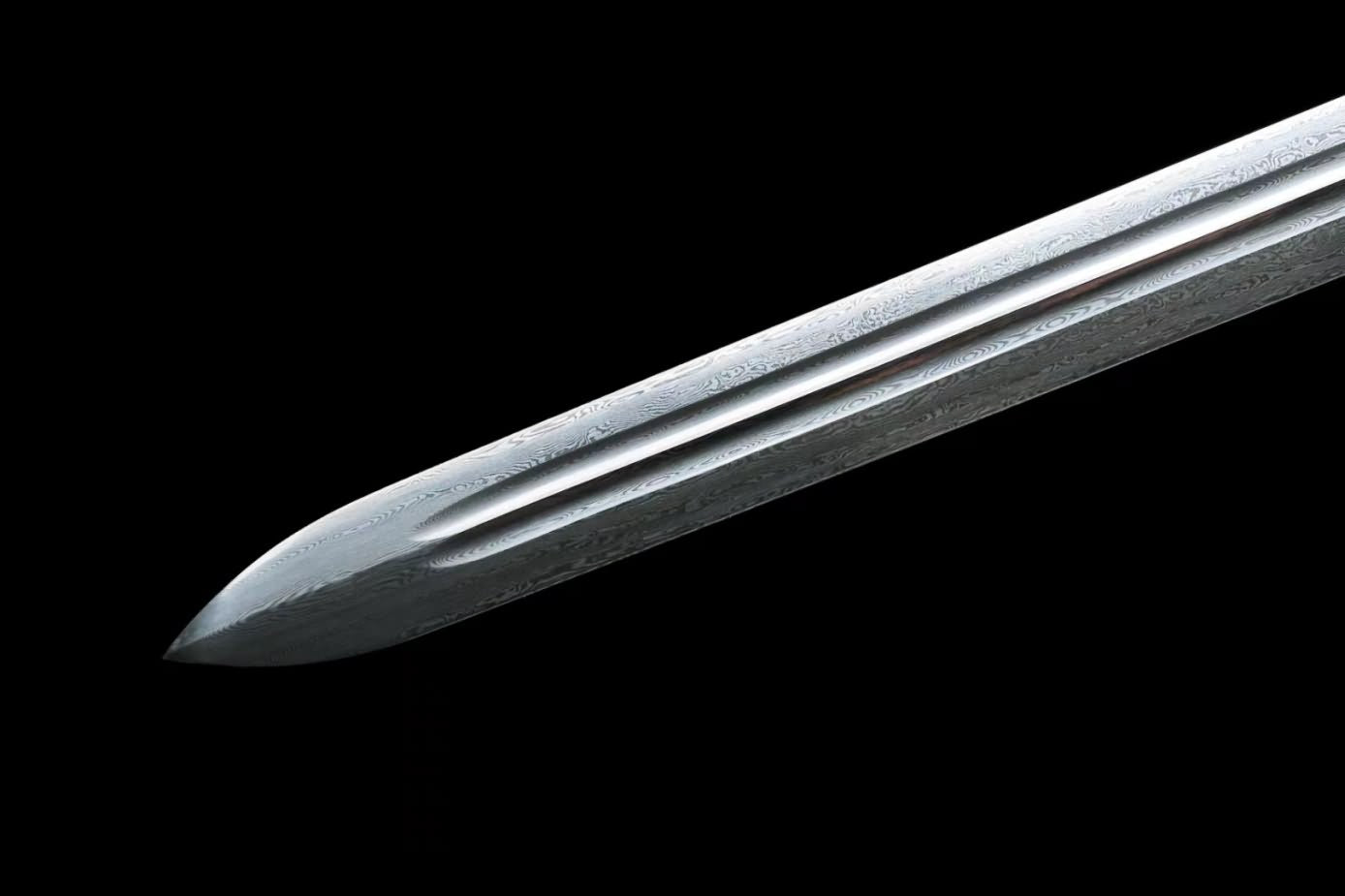 Tactical Swords Damascus Steel Blade,Alloy Fittings,Fake Stingray Skin Scabbard,LOONGSWORD