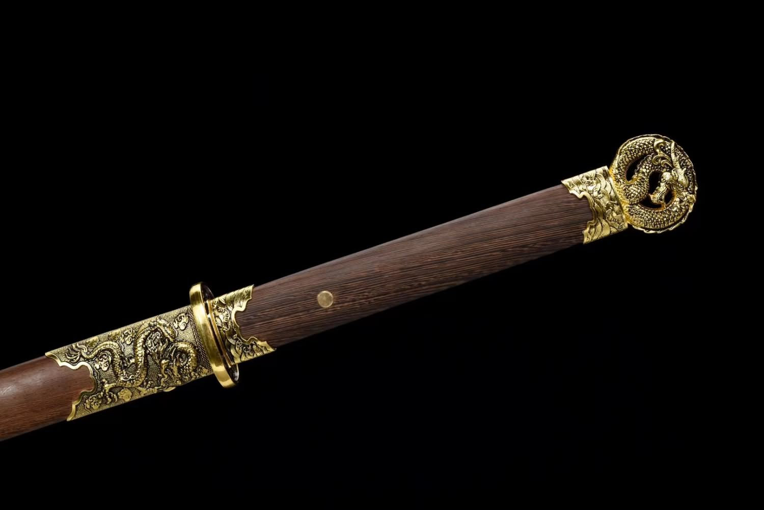 Chinese sword,Dragon Tang dao Forged high Carbon Steel Blue Blade,Alloy Fittings,Rosewood Scabbard