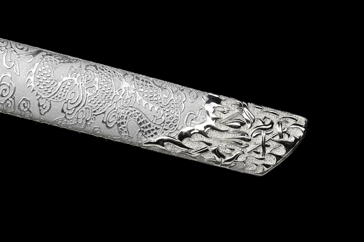 chinese sword,Dragon Tang dao,High Carbon Steel Blue Blade,Alloy Fittings,Silver Appearance,LOONGSWORD