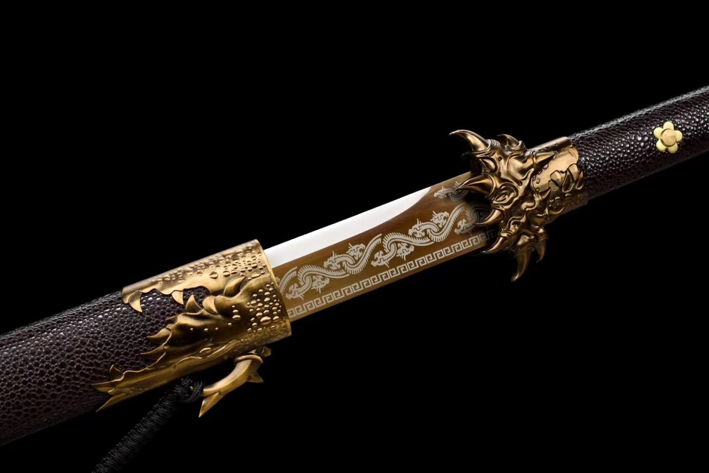Tang dao Battle Ready High Carbon Steel Blade,Alloy Fittings,PU Scabbard,LOONGSWORD