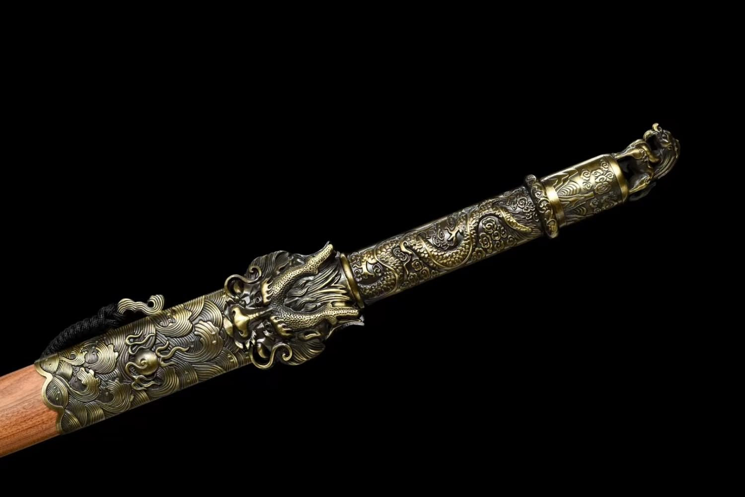 Dragon King jian Swords Real Forged Damascus Steel Blades,Alloy Fittings,Rosewood Scabbard,LOONGSWORD
