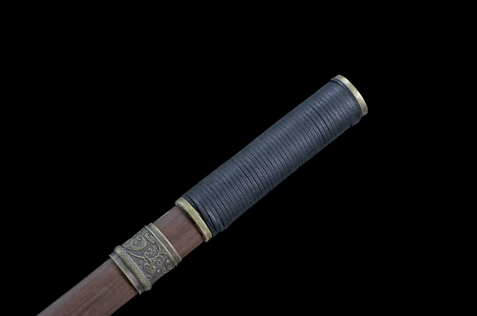 LOONGSWORD,Tang dao,Forged Damascus Steel Blade with Alloy Fittings and Rosewood Scabbard