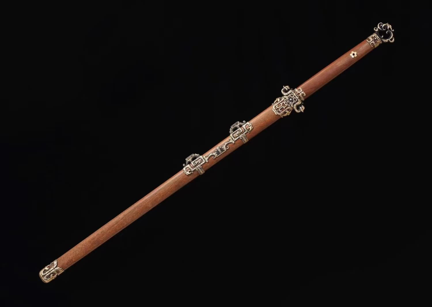 LOONGSWORD,Tang dao Swords-Handcrafted Damascus Steel Blade with Brass Fittings Rosewood Scabbard