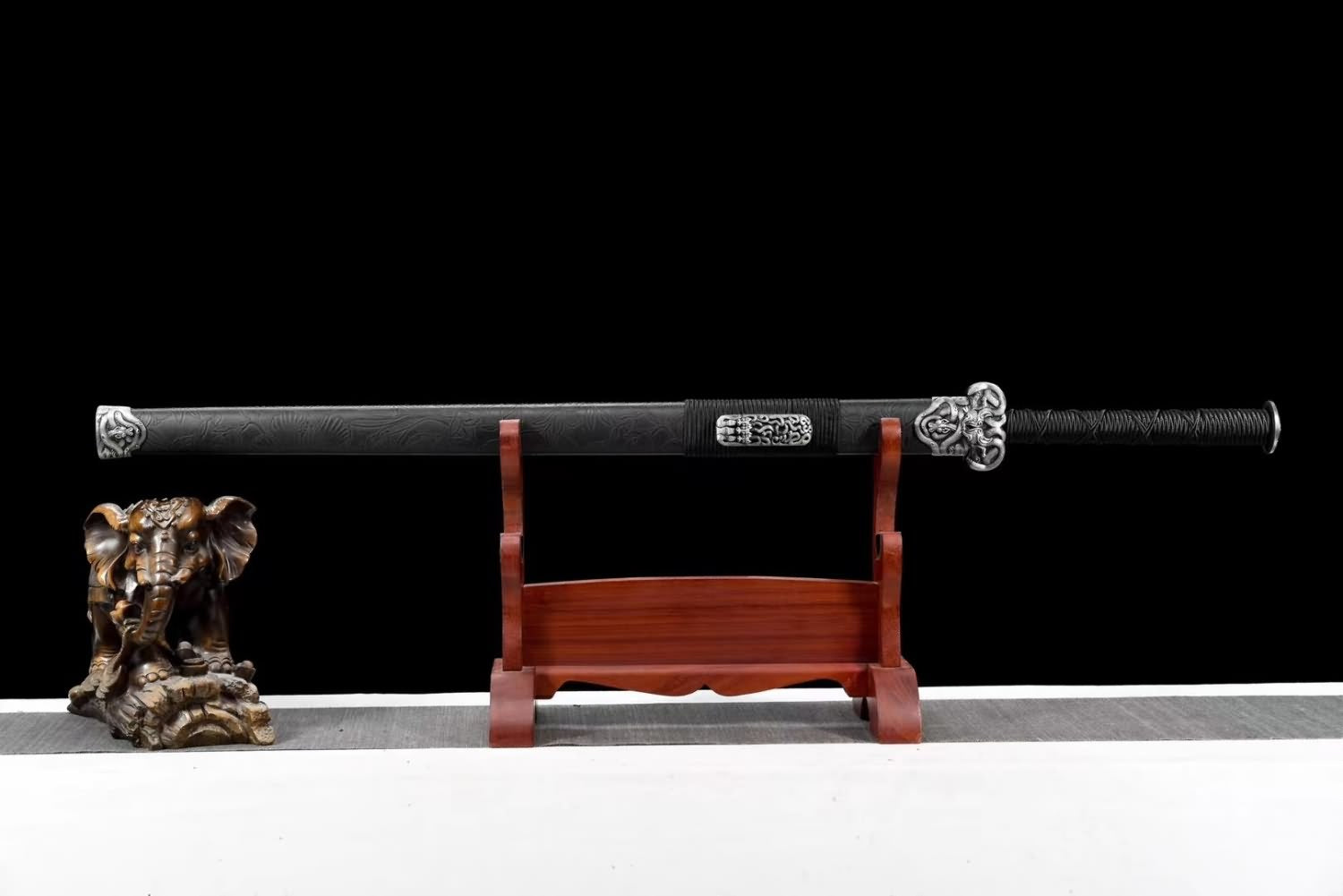 Chinese sword,Han jian High Carbon Steel octahedral Blade,Alloy Fittings,Solid Wood+Fake Leather