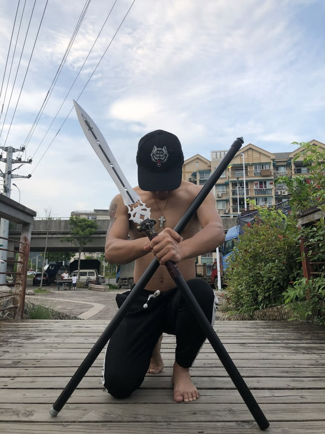 Hand Forged Chinese Spear - 1060 Carbon Steel Blade for Martial Arts Training & Display