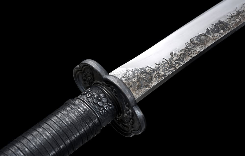 Qing dao,Horse Chopping Sword,Forged High Carbon Steel Blade,Black Scabbard,Battle Ready