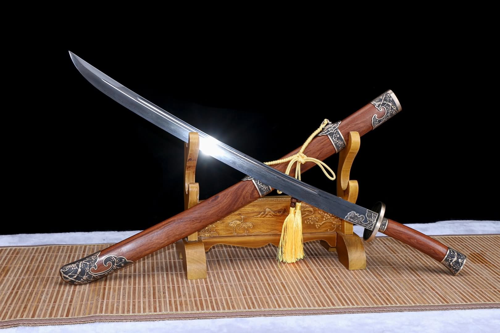 Broadsword,Forged Damascus steel blade,Brass fittings,chinese sword