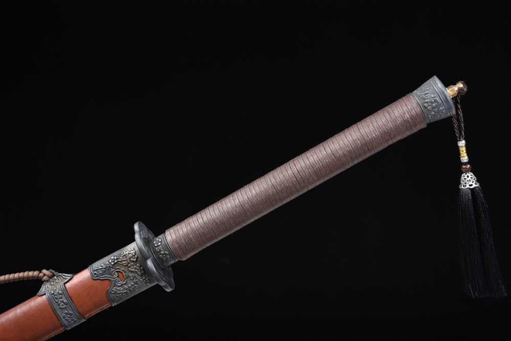 Qing Sword,Broadsword,Forged High Carbon Steel Blade,Leather Scabbard,Battle Ready