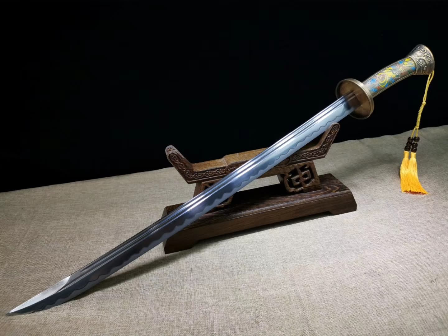 Brass scabbard,Qing dao,Handmade Damascus steel blade&handmade art - Chinese sword shop