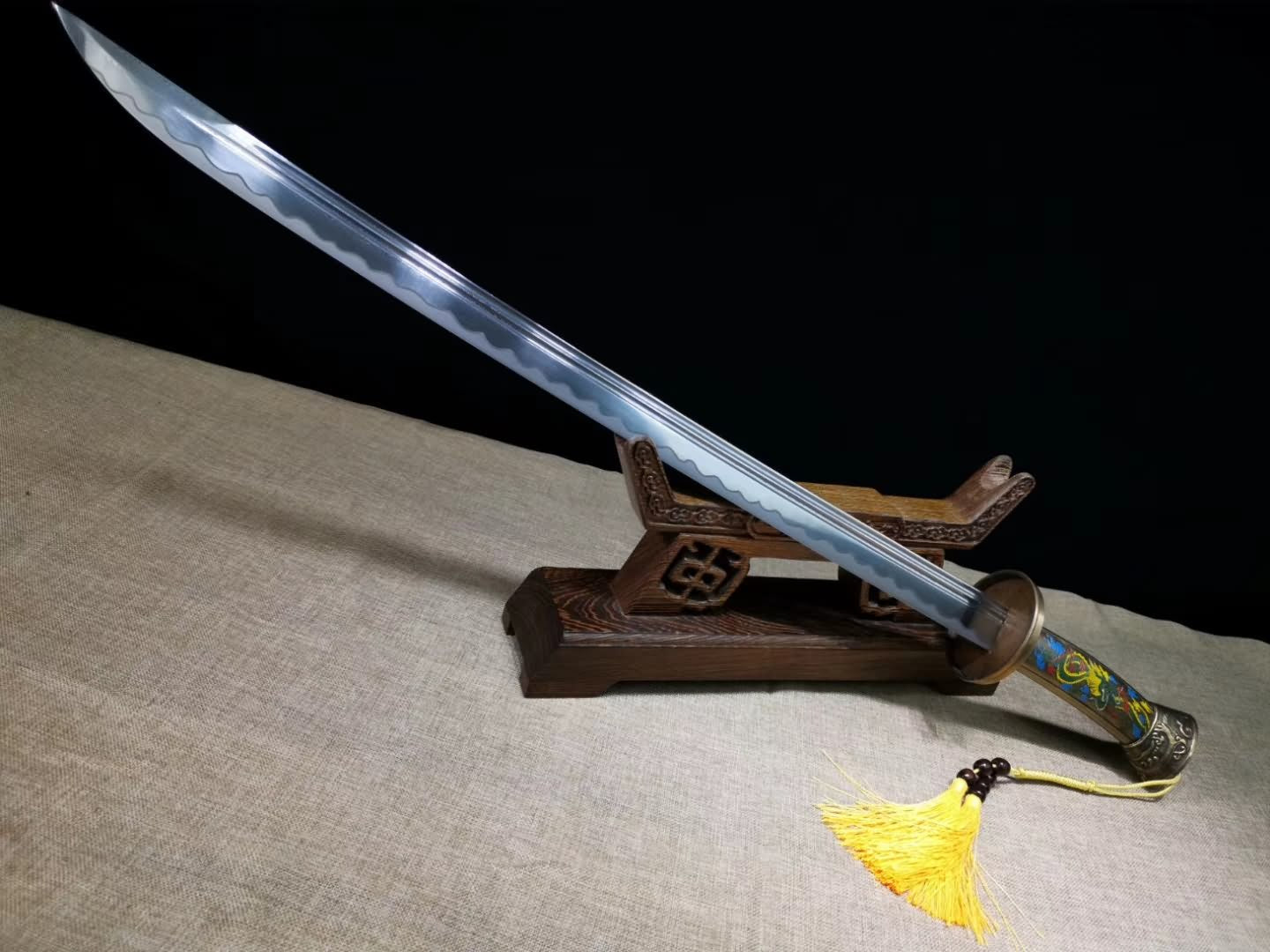 Brass scabbard,Qing dao,Handmade Damascus steel blade&handmade art - Chinese sword shop