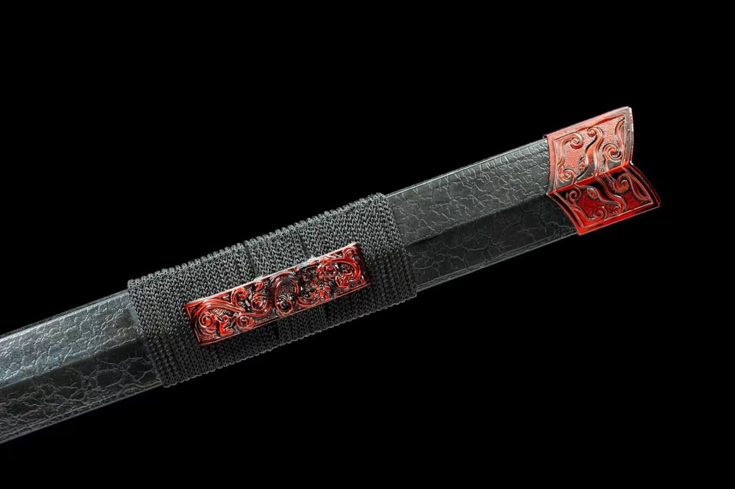 Traditional Chinese Sword High Manganese Steel Blade with Blood-Red Hollow Design